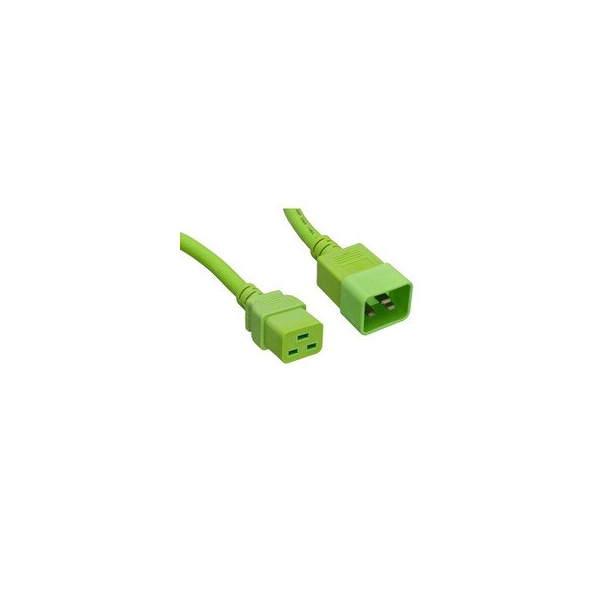 Cable Wholesale Heavy Duty Server Power Extension Cord, Green, C20 to C19, 12AWG/3C, 20 Amp, 6 foot 10W3-41206GN - main